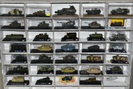 A QUANTITY OF BOXED MAINLY AMER DIECAST AMERICAN MILITARY VEHICLES, majority approximately 1/72