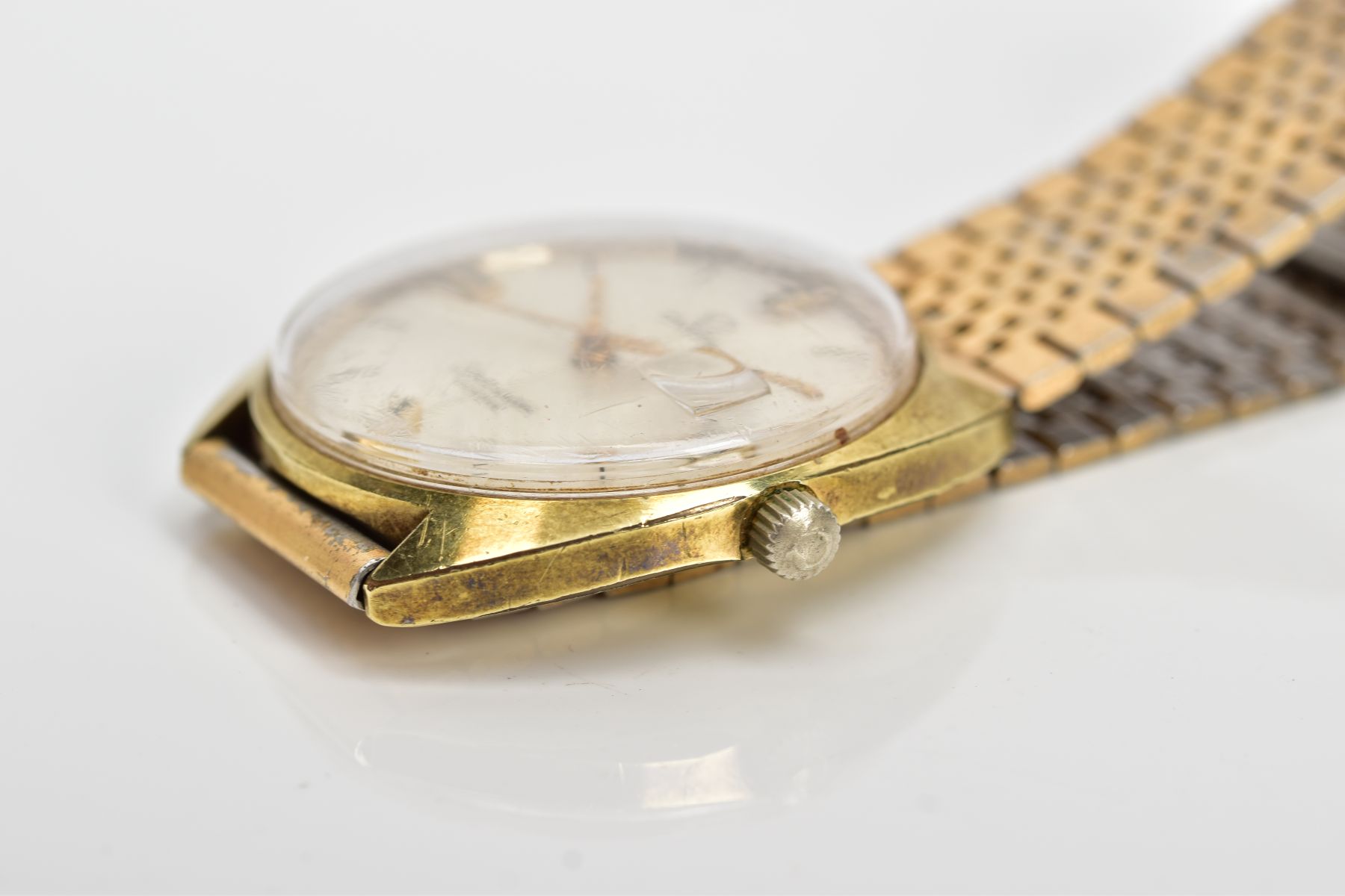 A GENTS GOLD-PLATED 'OMEGA' WRISTWATCH, hand wound movement, round silver dial signed 'Omega, - Image 5 of 6