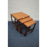 A G-PLAN FRESCO NEST OF THREE TABLES, largest table 50cm squared x height 51cm (good condition)