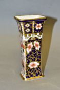 A ROYAL CROWN DERBY IMARI SHAPED RECTANGULAR VASE, shape no 1445, pattern no 6299, bears date cypher