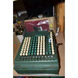 TWO FELT & TARRANT COMPTOMETER ADDING MACHINES, one manual, one electric (not tested), with a