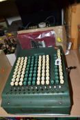 TWO FELT & TARRANT COMPTOMETER ADDING MACHINES, one manual, one electric (not tested), with a