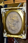 AFTER LOUIS BOTTEE (1852-1940), a marble plaque of high relief form and oval in shape depicting a