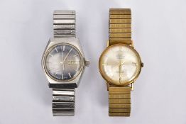 TWO GENT'S WRISTWATCHES, the first with a hand wound movement, round gold dial signed 'Systema 21