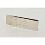 A 'TIFFANY & CO' SILVER MONEY CLIP, engraved T & Co 1837, also engraved to the reverse 'To Daddy