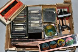A QUANTITY OF ASSORTED MAGIC LANTERN SLIDES, various themes to include topographical, people,