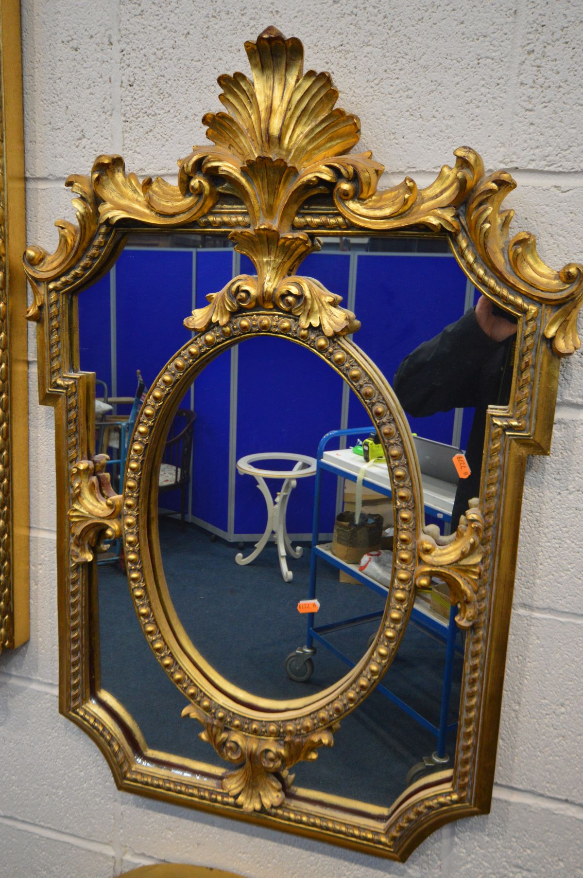 FOUR LATE 20TH CENTURY GILT FRENCH STYLE WALL MIRRORS, and another bevel edge wall mirror (losses, - Image 2 of 4