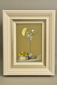 MARISA MALLOL (SPAIN 1942) 'MARTINI AND OLIVES I', a still life study of a drink in a martini