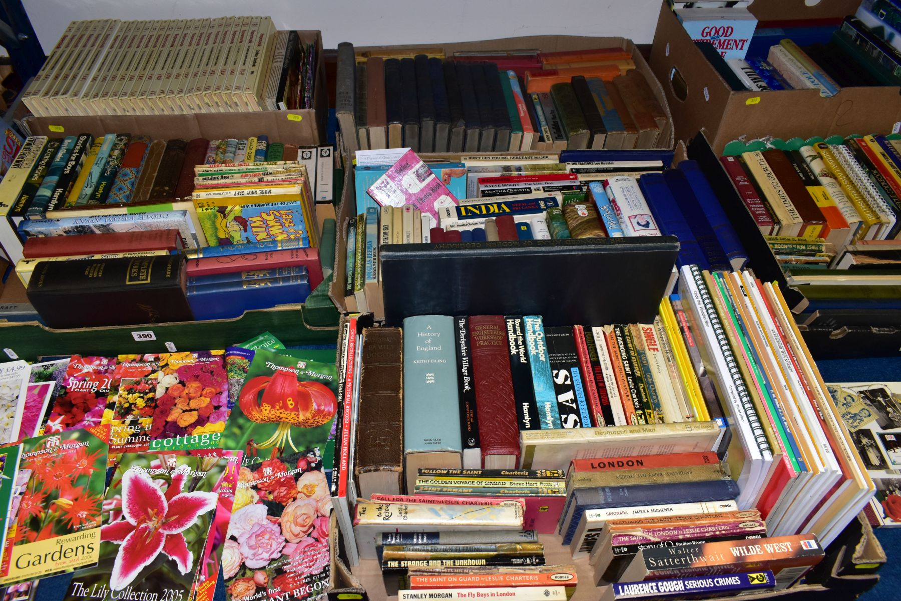 BOOKS, seven boxes of books containing over two hundred titles including twenty four Cookery Year
