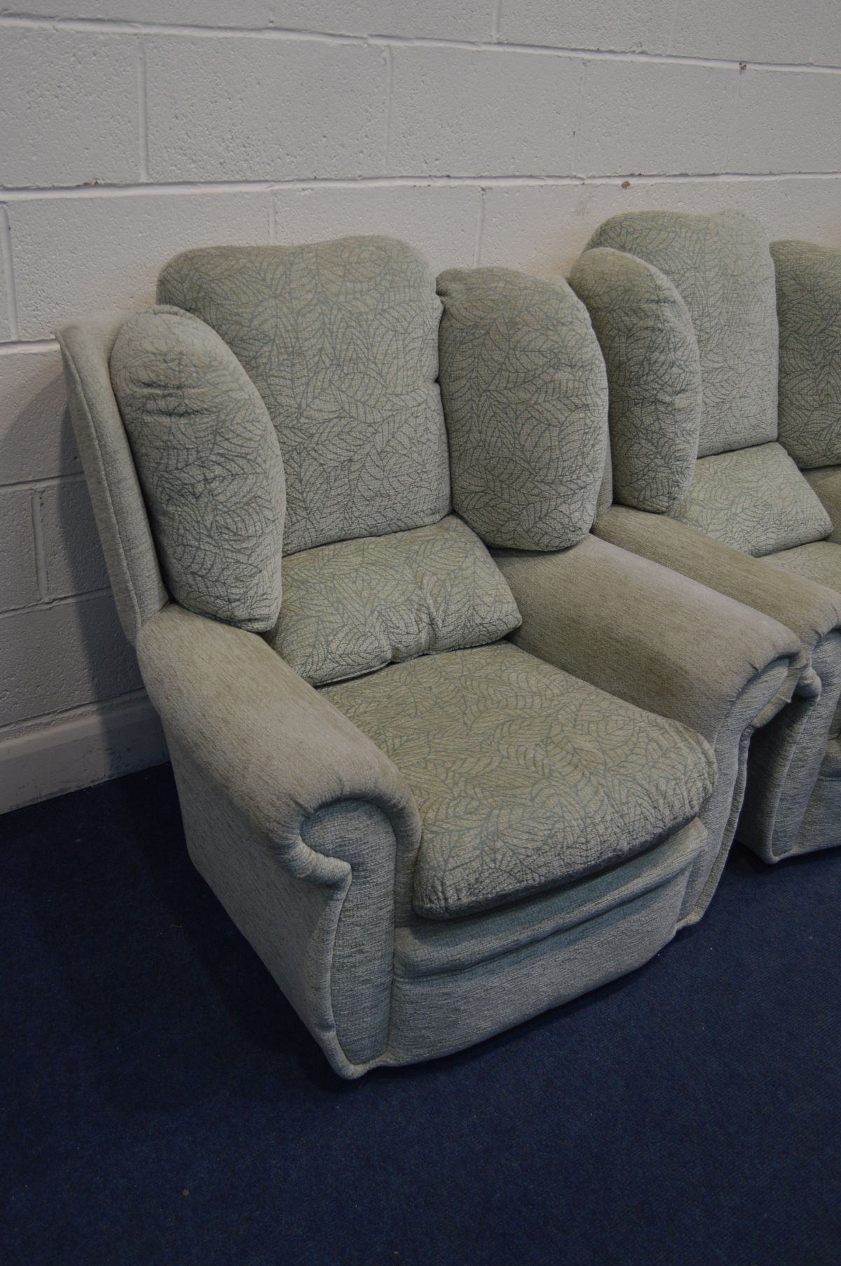 THREE GREEN UPHOLSTERED ARMCHAIRS - Image 2 of 2