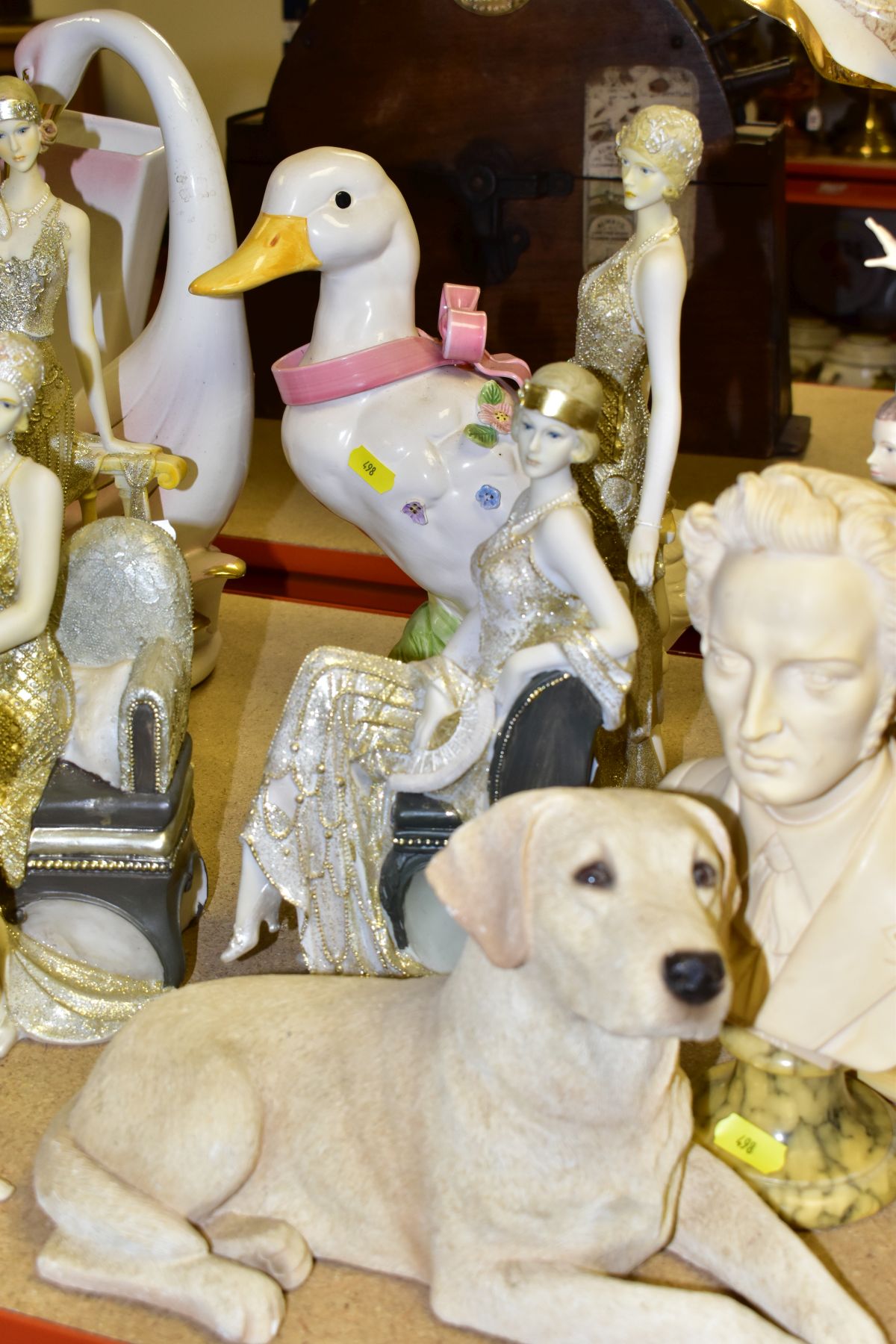 TWENTY THREE DECORATIVE SCULPTURES, ETC, to include a Sandicast Labrador, bust of Chopin signed A. - Image 11 of 13