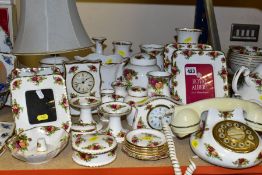 A COLLECTION OF ROYAL ALBERT OLD COUNTRY ROSES, includes an Astral telephone, two quartz movement