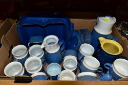 TWO BOXES OF DENBY POTTERY DINNER AND TEAWARES, assorted quantities and patterns, including