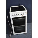 A FLAVEL MILANO E50 ELECTRIC COOKER with a glass hob, grill and oven 50cm wide (untested)