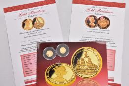 TWO GOLD MINIATURE COINS to include a 2006 Isanbard Kingdom Brunel 200th Anniversary coin and a