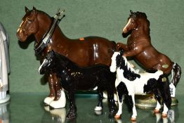 FOUR BESWICK HORSES, comprising Welsh Cob (rearing) 2nd version, No1014, brown, 'Burnham Beauty'