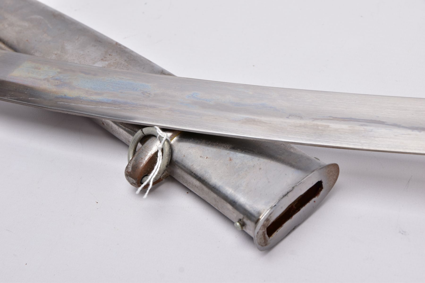 A LARGE SILVER COLOURED SWORD AND SCABBARD, in the design of a late 18th century sabre/cutlass style - Image 8 of 9