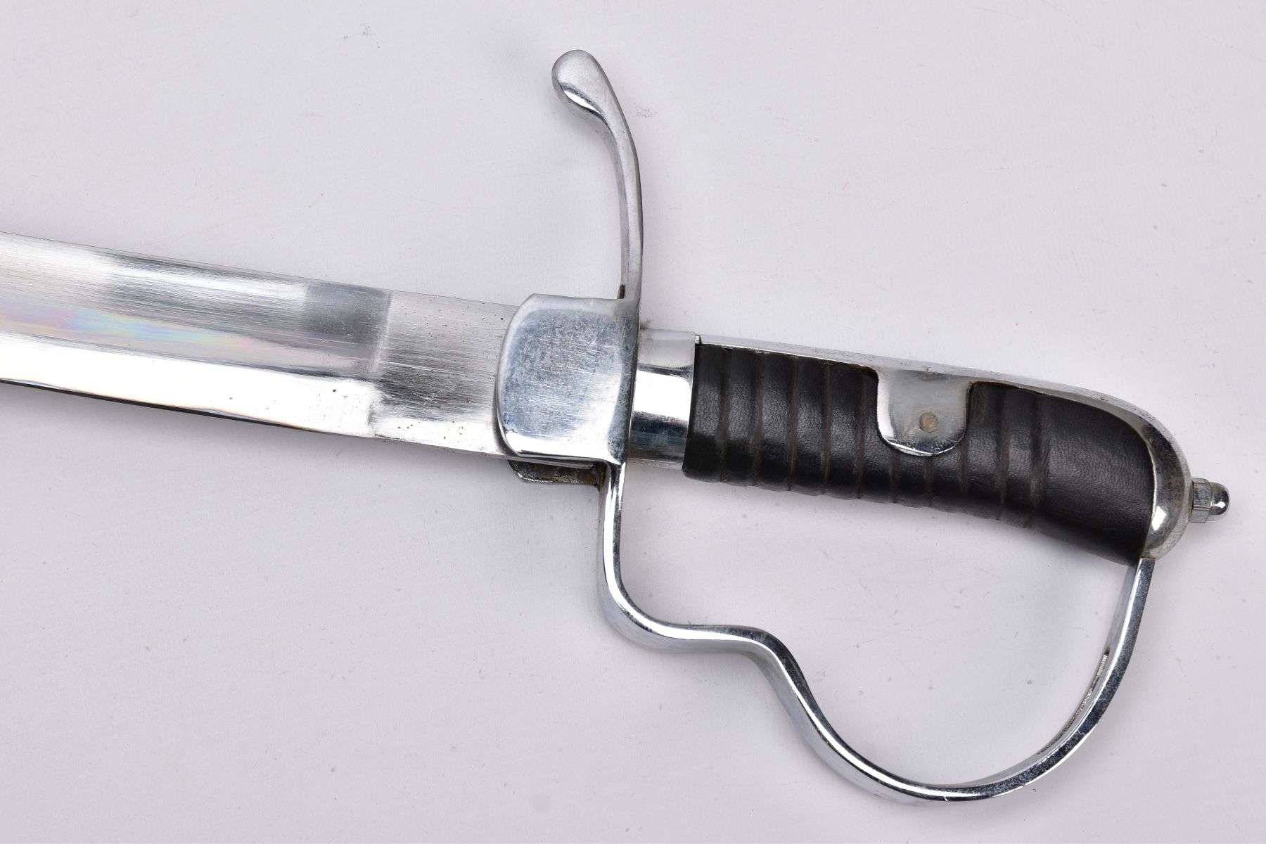 A LARGE SILVER COLOURED SWORD AND SCABBARD, in the design of a late 18th century sabre/cutlass style - Image 2 of 9