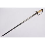 A POSSIBLY LATE VICTORIAN MILITARY DRESS SWORD, the blade length is approximately 81cm and is marked