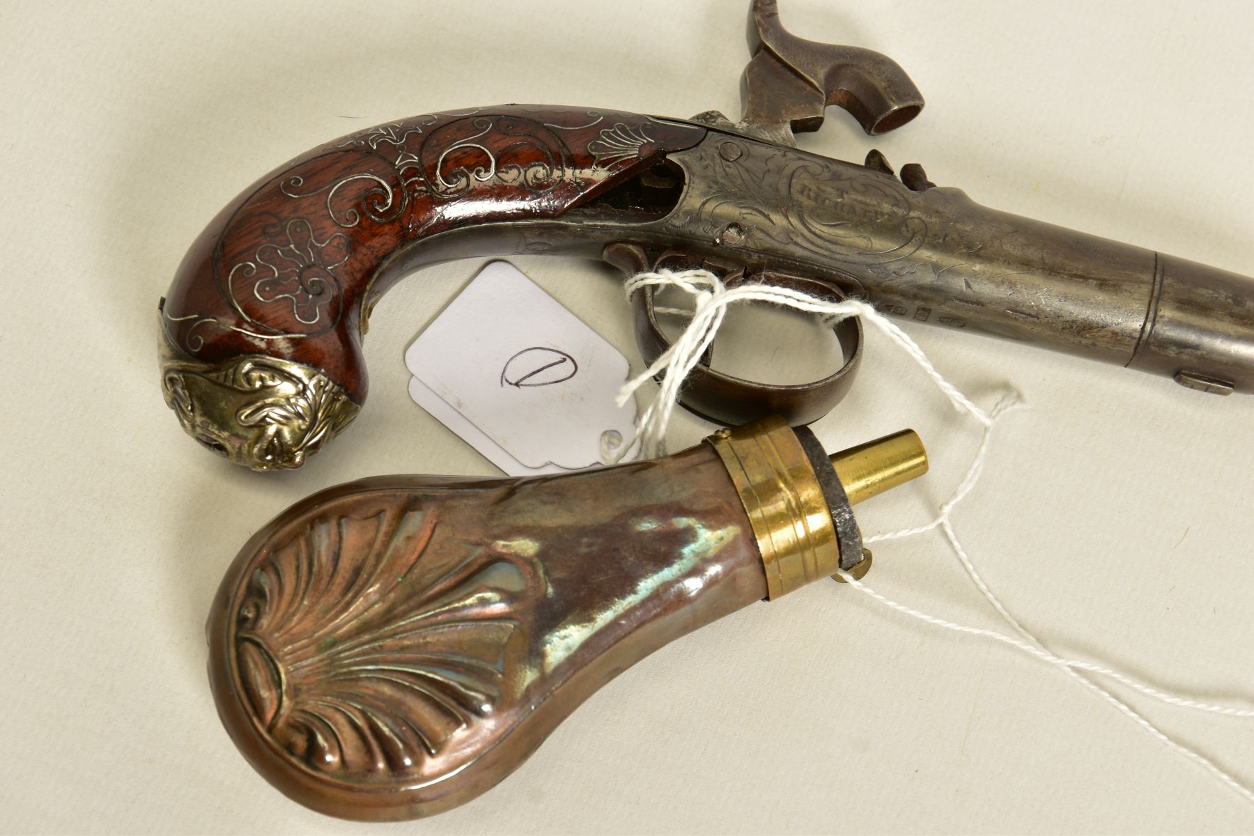 AN APPROXIMATE 60 BORE BOXLOCK POCKET PISTOL FITTED WITH A 2'' QUEEN ANN CANNON TURN OFF BARRELL - Image 12 of 13