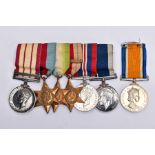 A GROUP OF SIX WWII ERA MEDALS ON A WEARING BAR, as follows: Naval General Service Medal Bar