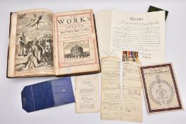 AN ARCHIVE OF MINIATURE MEDALS AND ORIGINAL PAPERWORK ATTRIBUTED TO A SOLDIER IN THE 'QUEENS'