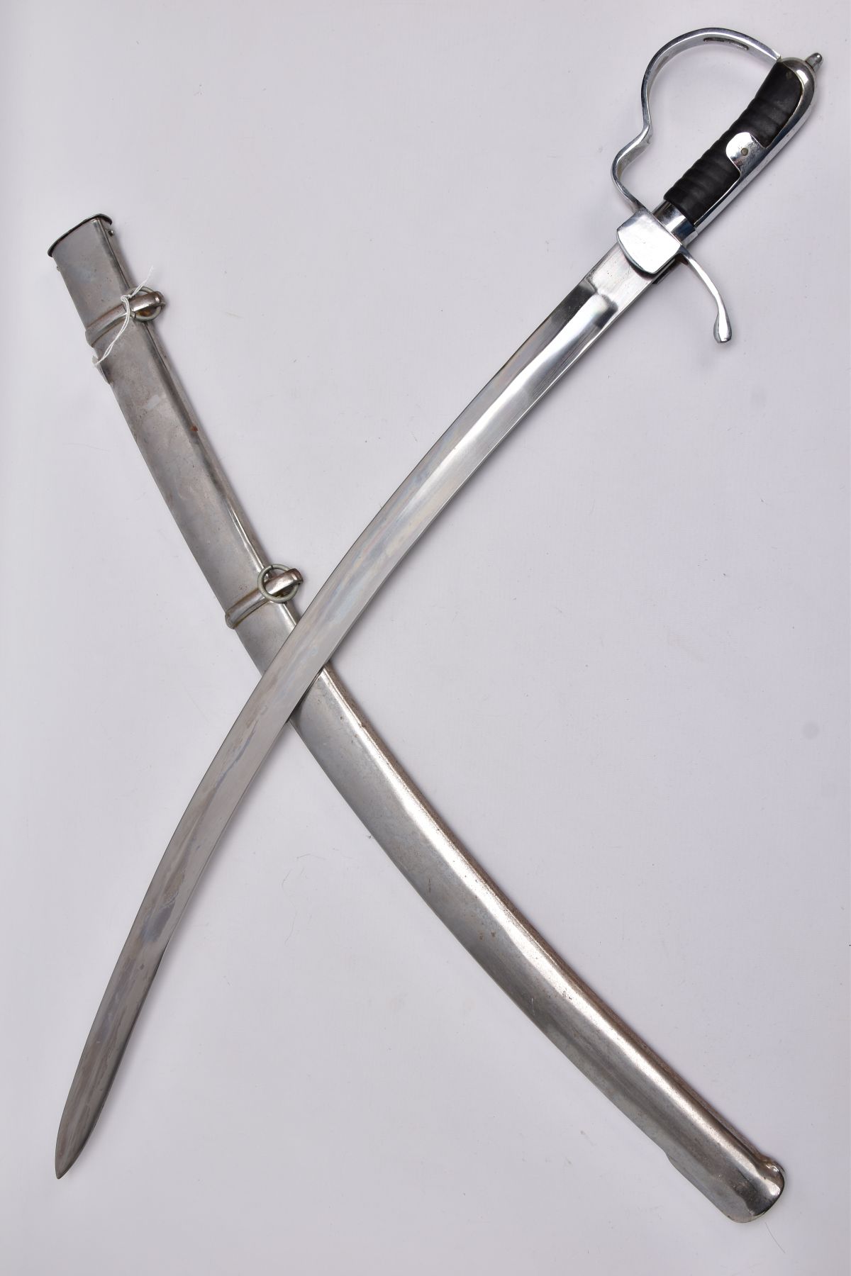 A LARGE SILVER COLOURED SWORD AND SCABBARD, in the design of a late 18th century sabre/cutlass style - Image 5 of 9