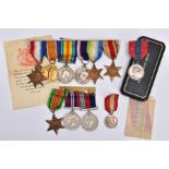 A GROUP OF ELEVEN MEDALS COVERING WWI AND WWII, including the Imperial Service Medal and the