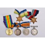 SIX BRITISH MEDALS SPANNING WWI/II to include a British War medal and Victory medal, pair named to