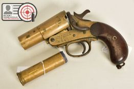 A 1'' WEBLEY & SCOTT MK II FLARE/SIGNAL PISTOL, made in 1918 and bearing military proof marks, it