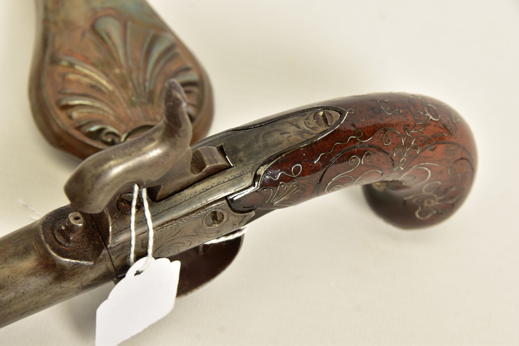 AN APPROXIMATE 60 BORE BOXLOCK POCKET PISTOL FITTED WITH A 2'' QUEEN ANN CANNON TURN OFF BARRELL - Image 9 of 13