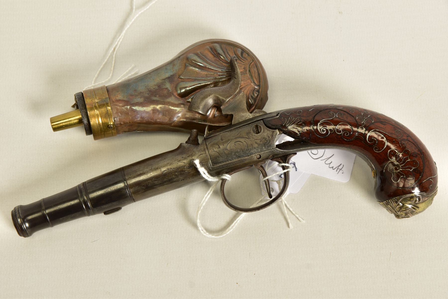 AN APPROXIMATE 60 BORE BOXLOCK POCKET PISTOL FITTED WITH A 2'' QUEEN ANN CANNON TURN OFF BARRELL - Image 4 of 13