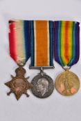 A WWI 1914-15 STAR TRIO OF MEDALS ON A WEARING BAR, named SE-11859 (on star) Pte J E Smith AVC (Army
