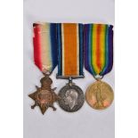 A WWI 1914-15 STAR TRIO OF MEDALS ON A WEARING BAR, named SE-11859 (on star) Pte J E Smith AVC (Army