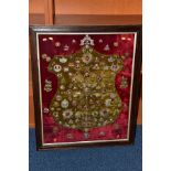 A LARGE PERIOD GLAZED FRAME 98CM X 80CM, which has a red velvet back, and has a slightly smaller