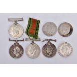 A BAG OF SEVEN WWII DEFENCE AND WAR MEDALS un-named as issued, poor condition, some missing ribbon