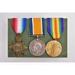 A WWI 1914-15 STAR TRIO OF MEDALS named to 90249 FTR (Fitter) H.J.Wood. RFA. Cpl on Pair