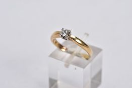 A 9CT GOLD SINGLE STONE DIAMOND RING, designed with a raised claw set, round brilliant cut