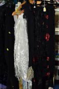 APPROXIMATELY THIRTY SILK, TAFFETA AND CROCHET WORK SCARVES, assorted colours and patterns, some