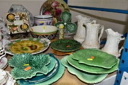A GROUP OF MISCELLANEOUS CERAMICS, including a set of six floral pattern Victorian tiles, a set of