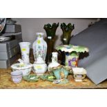 A GROUP OF CERAMICS AND GLASSWARE, including five pieces of Aynsley Wild Tudor giftware, a pair of