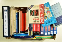 A LARGE BOX OF STAMP CATALOGUES AND OTHER ACCESSORIES including S.O.W. 2008 in excellent condition.