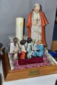 A CAPODIMONTE LIMITED EDITION FIGURE GROUP BY CORTI, 'Papal Blessing' Pope Paul VI Commemorating