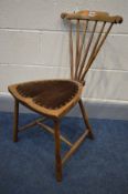 POTENTIALLY ADOLF LOOS (c1870-1933) ELM AND BEECH FAN BACK CHAIR