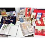 A LARGE COLLECTION OF MAINLY 20TH CENTURY COINAGE to include two coin cases, two albums, world