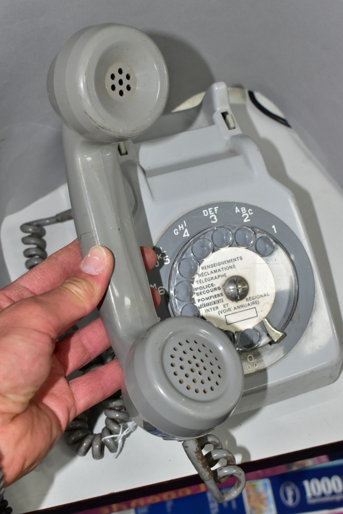 A MID 20TH CENTURY FRENCH GREY DIAL TELEPHONE, missing cable (Condition Report:- worn and used) - Image 2 of 4