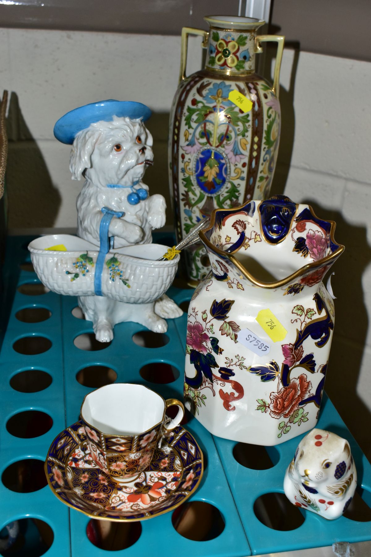 CERAMICS AND SILVER comprising a Royal Crown Derby Harvest Mouse (no stopper), teacup and saucer,