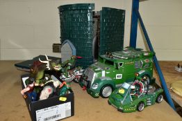 TEENAGE MUTANT NINJA TURTLE TOYS, ETC, to include secret sewer lair playset (may not be complete),