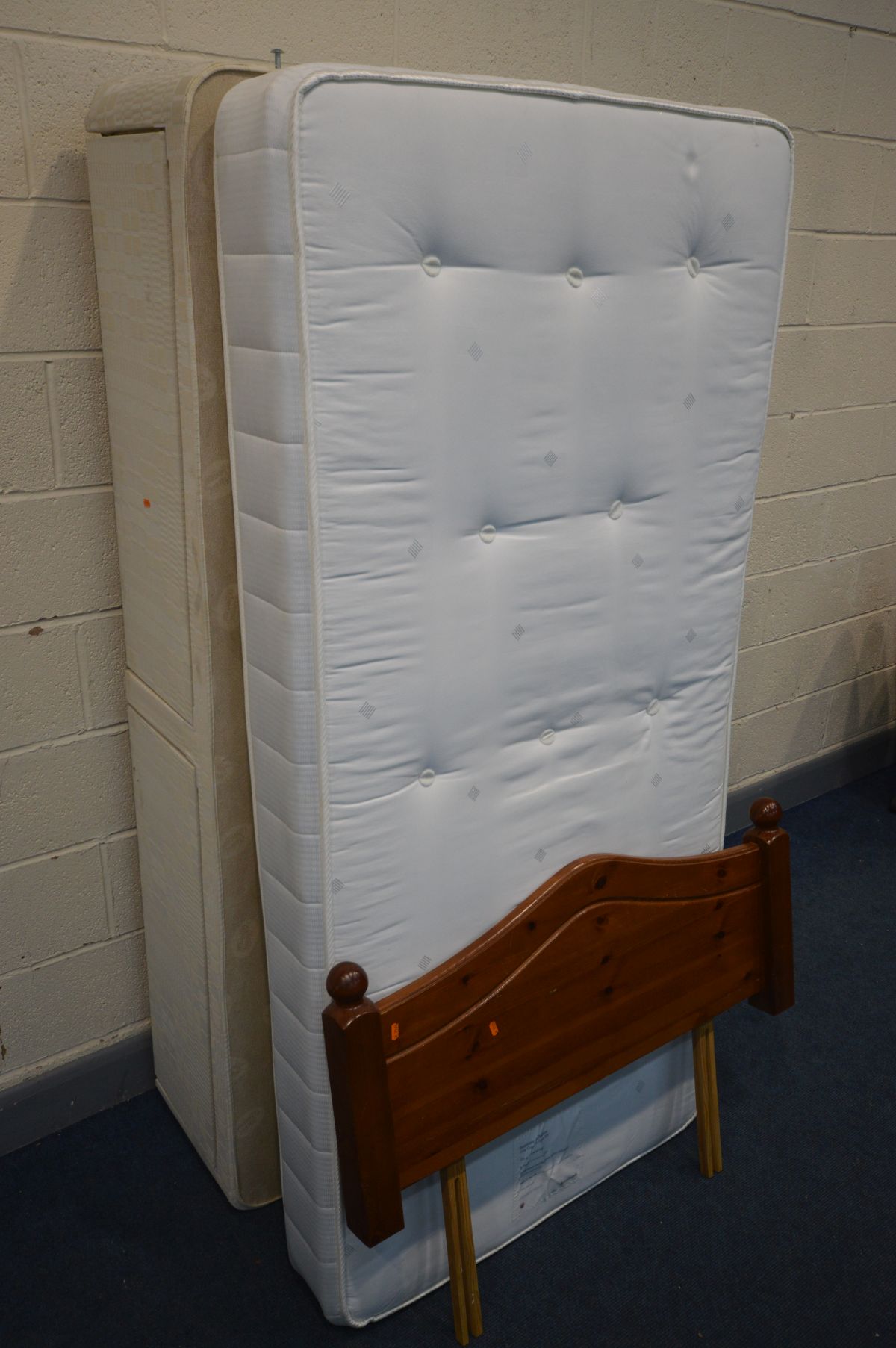 A SINGLE JOHN LEWIS MATTRESS on a matched divan base, with a pine headboard (2) - Image 2 of 3