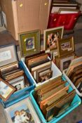 SEVEN BOXES OF FRAMED PRINTS, various subjects including prints of paintings, Van Gogh, pre-